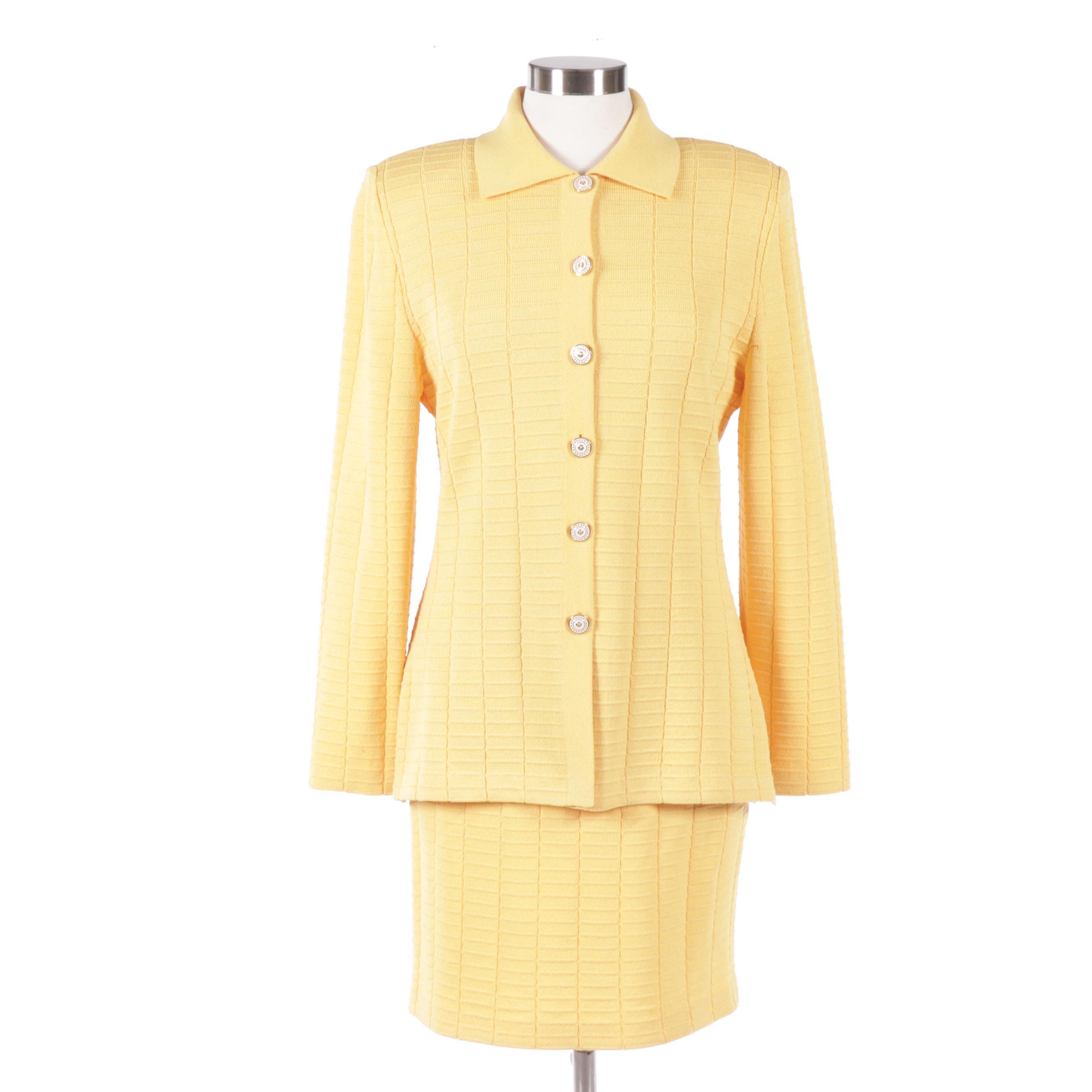 St. John Collection Knit Skirt Suit in Yellow