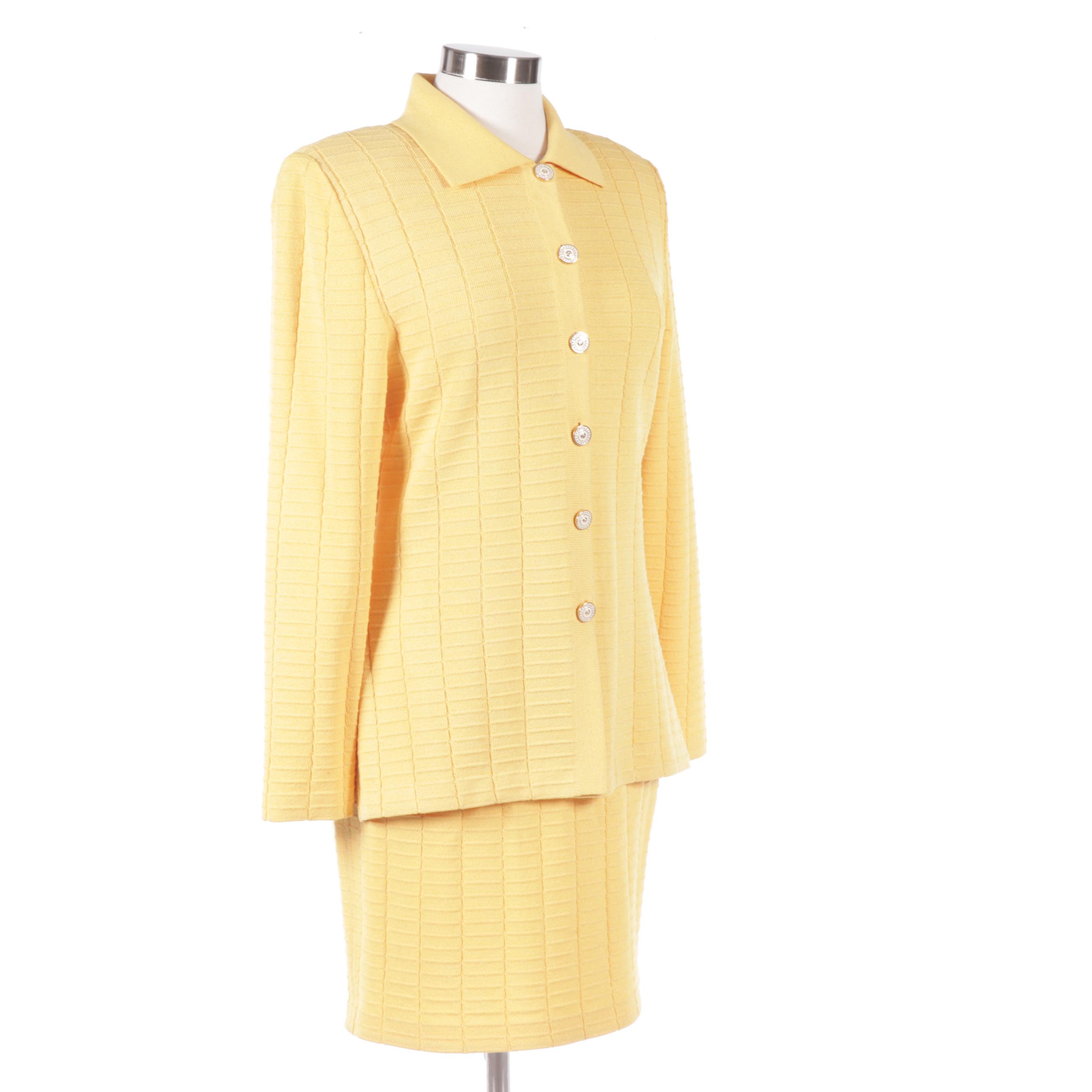 St. John Collection Knit Skirt Suit in Yellow
