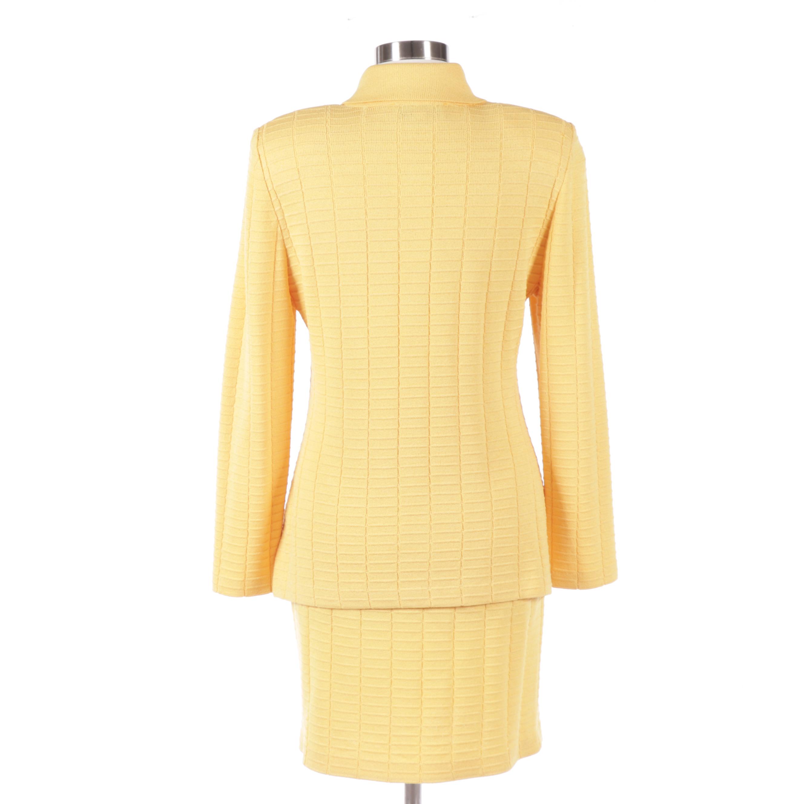 St. John Collection Knit Skirt Suit in Yellow