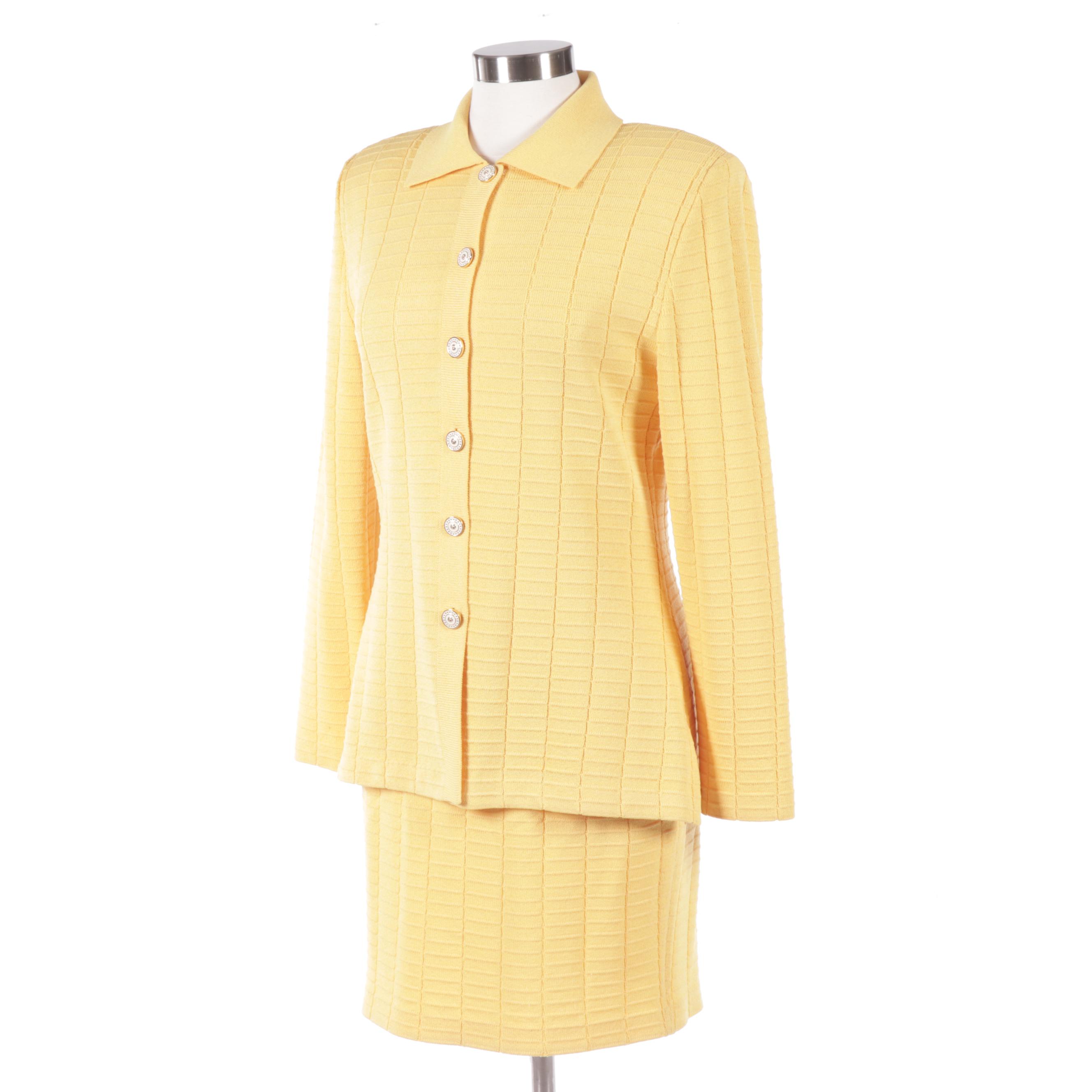 St. John Collection Knit Skirt Suit in Yellow