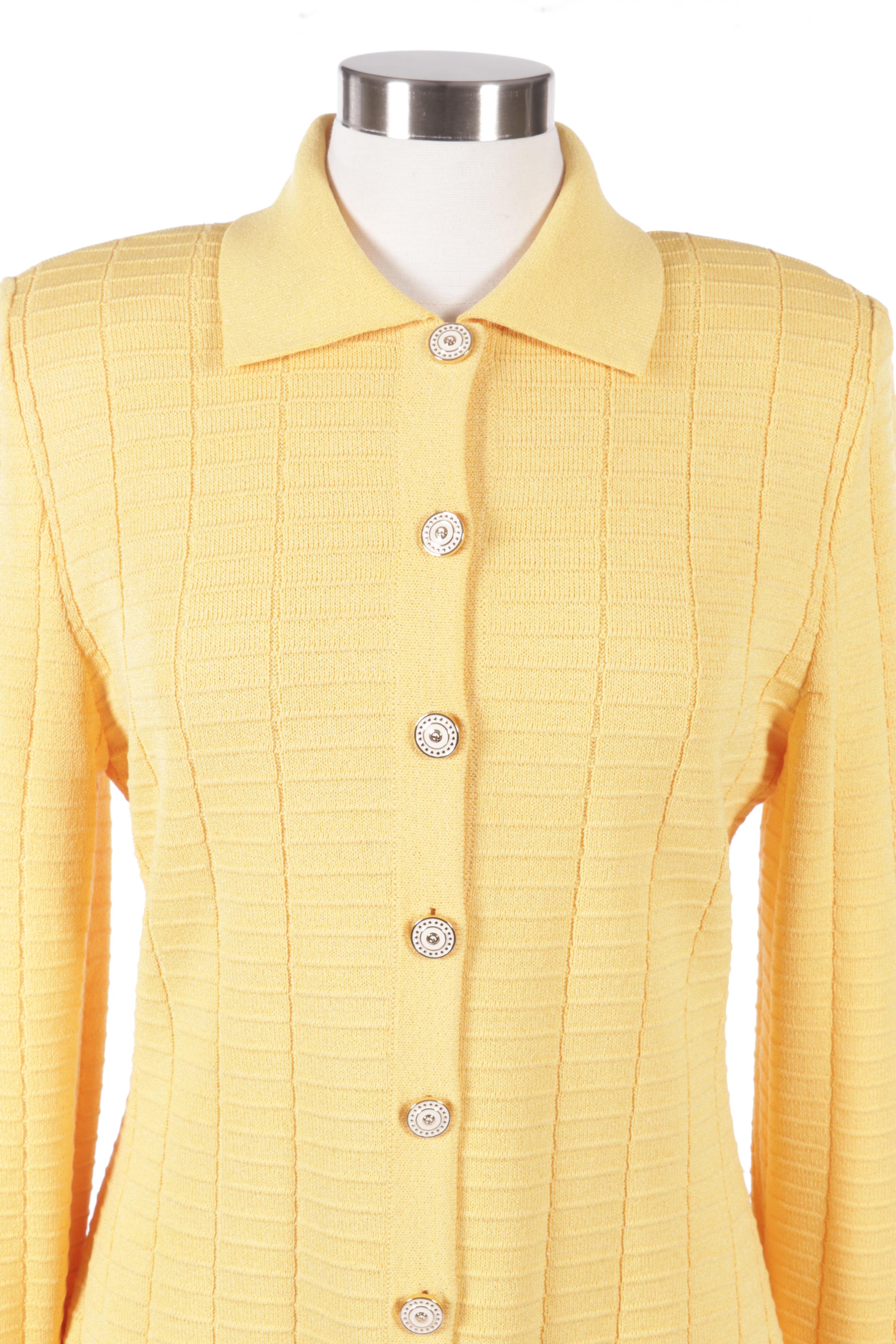 St. John Collection Knit Skirt Suit in Yellow