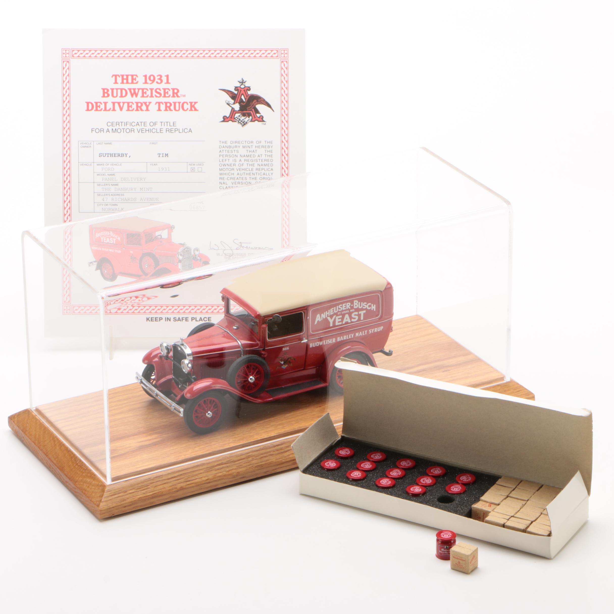 Danbury Mint Die-Cast 1931 Budweiser Delivery Truck with Display Case