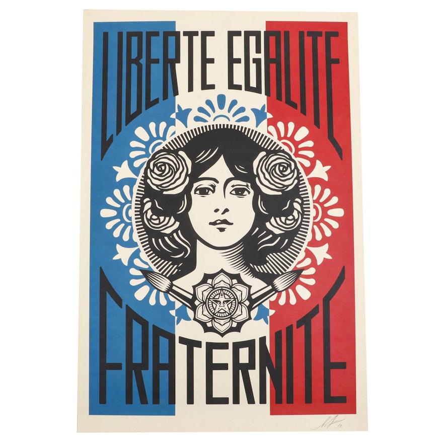 Shepard Fairey Offset Print "Liberté, Egalité, Fraternité"