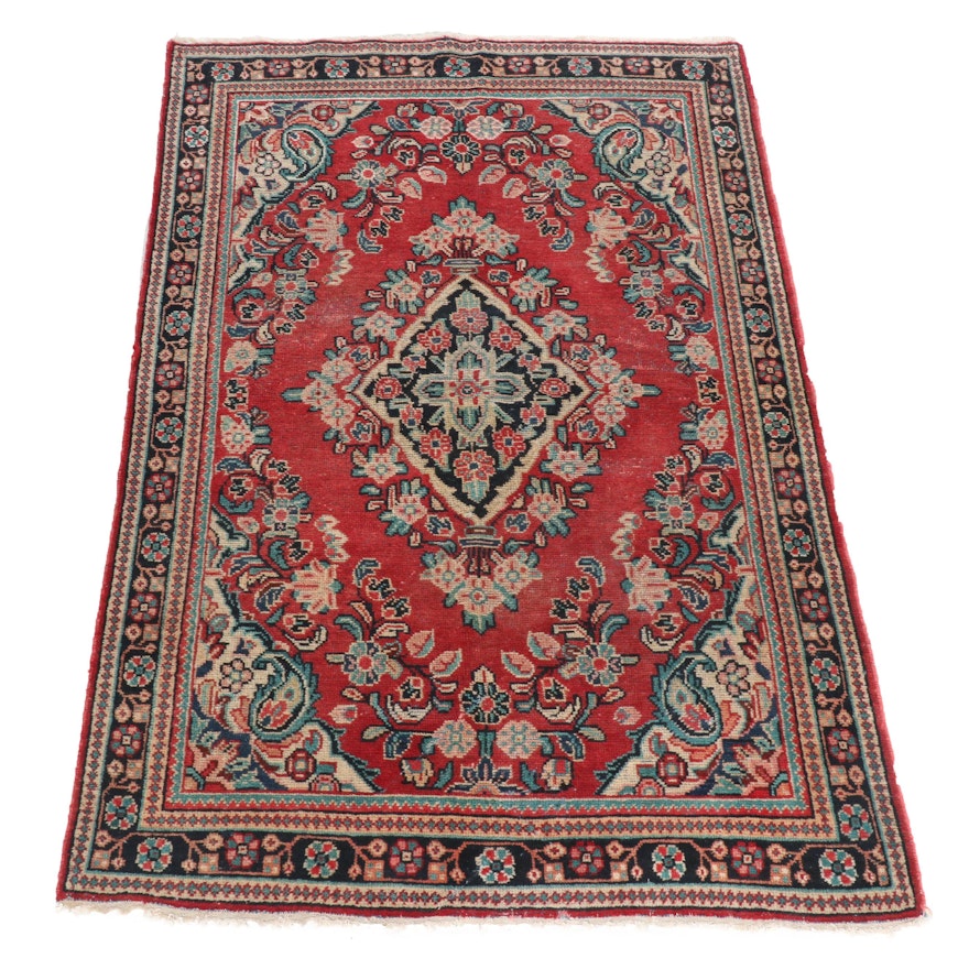 Hand-Knotted Persian Hamadan Wool Rug