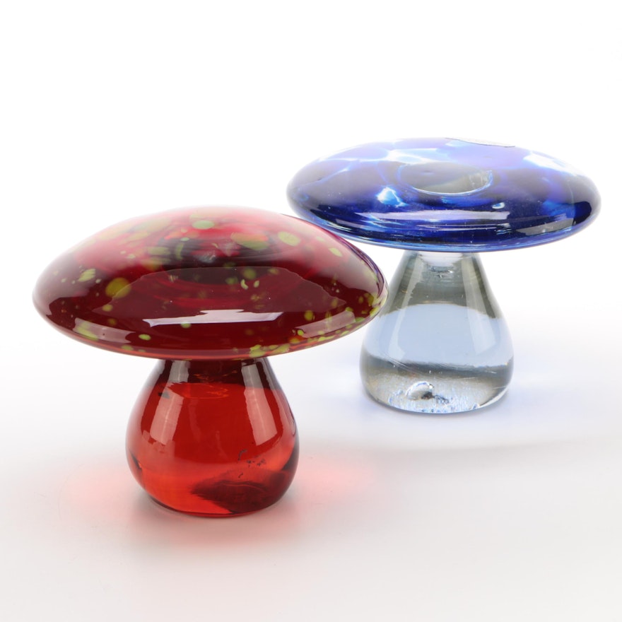 Blenko Art Glass Mushroom Paperweights