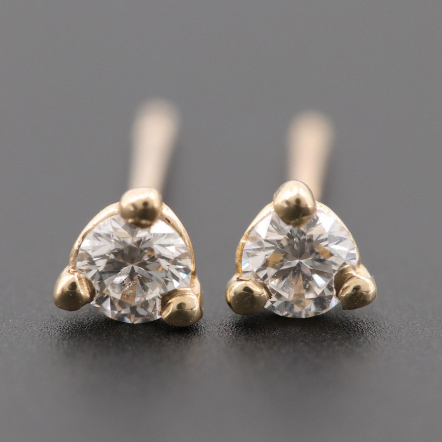 14K Yellow Gold Diamond Earrings with Martini Setting