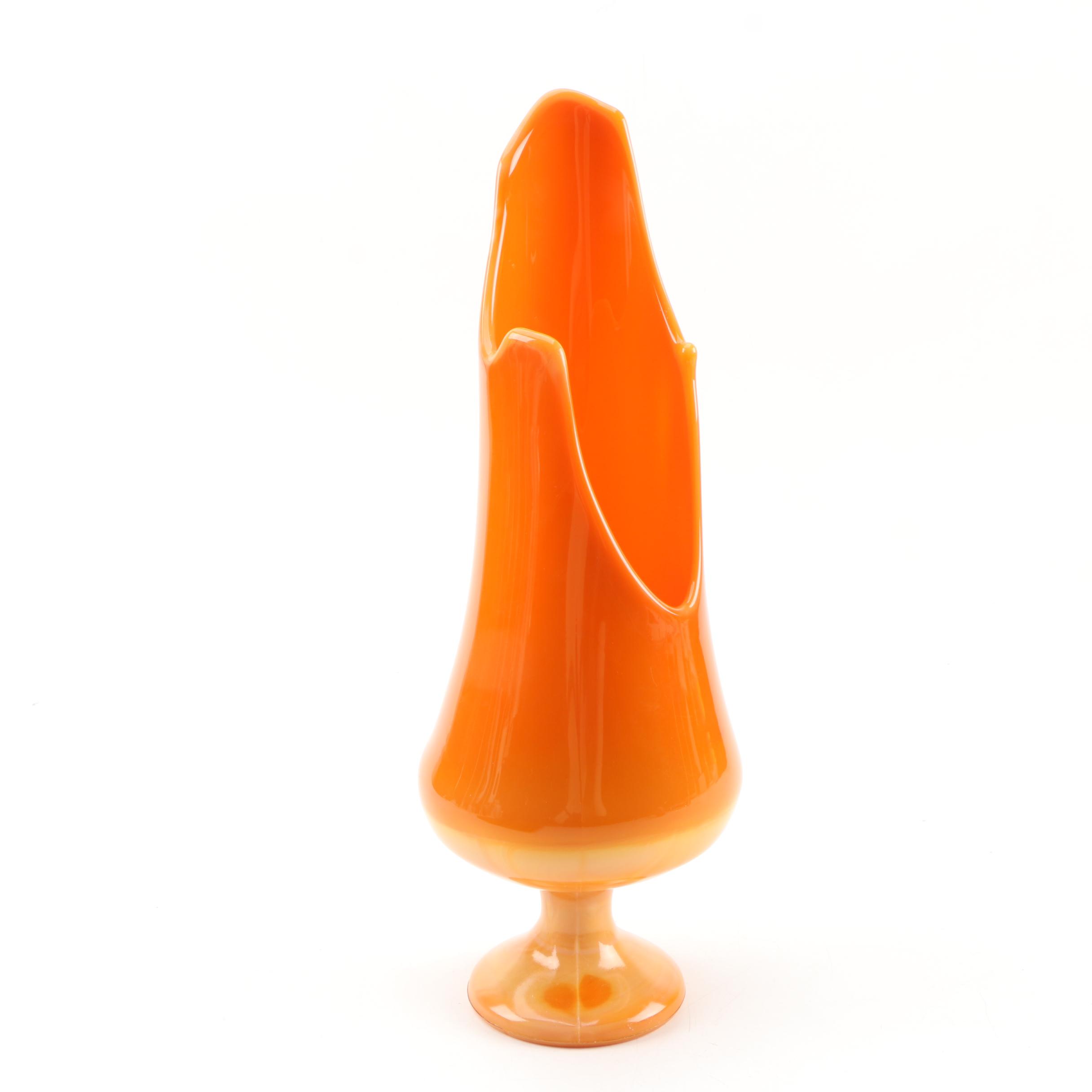 Mid Century Modern Style Orange Slag Glass Vase