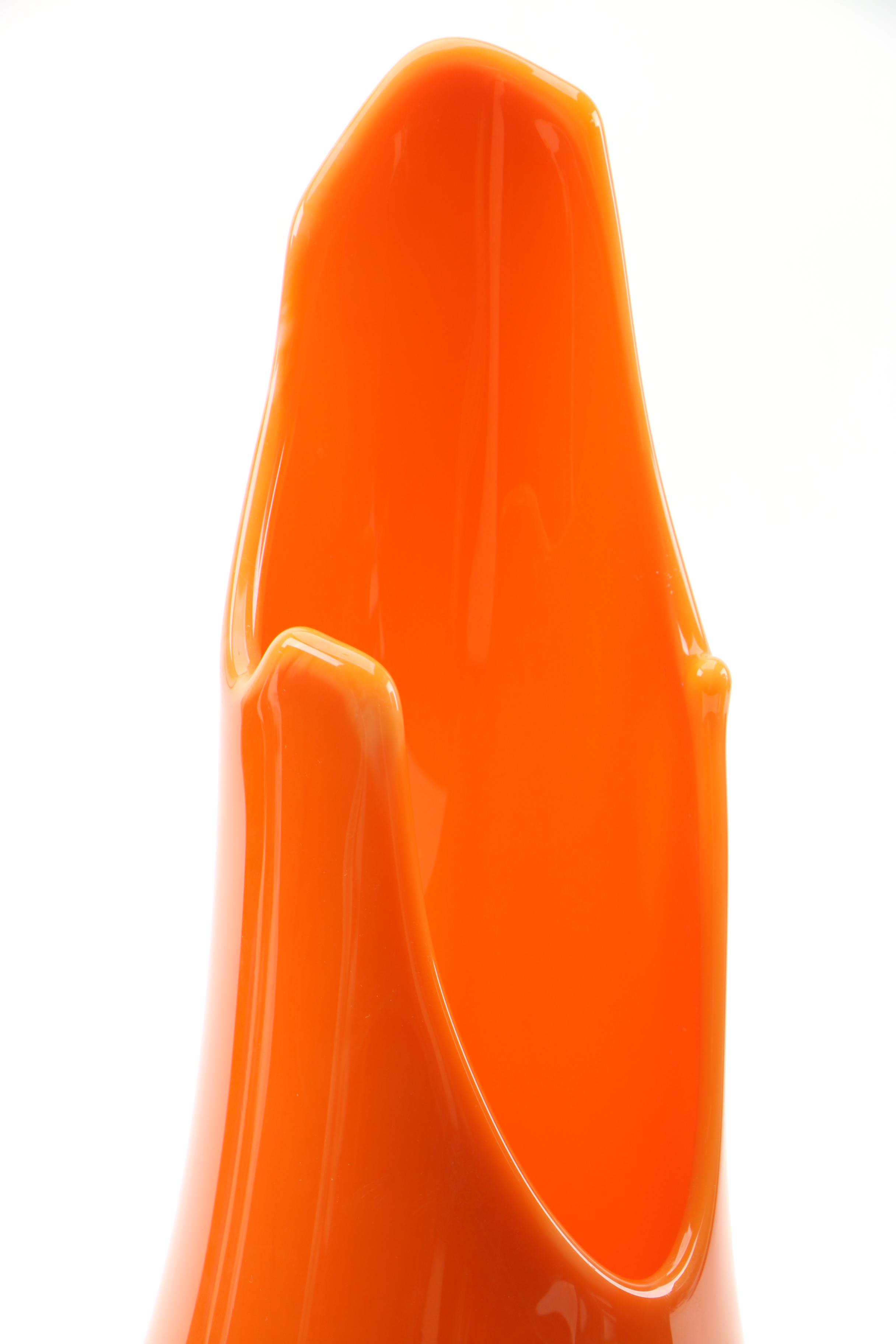 Mid Century Modern Style Orange Slag Glass Vase