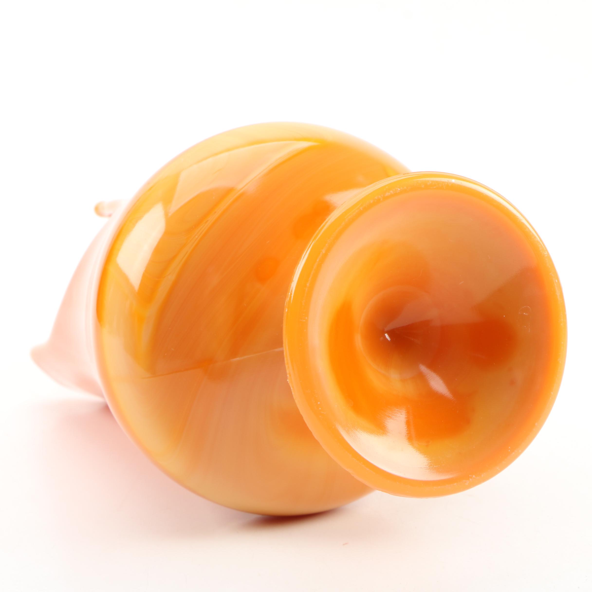 Mid Century Modern Style Orange Slag Glass Vase