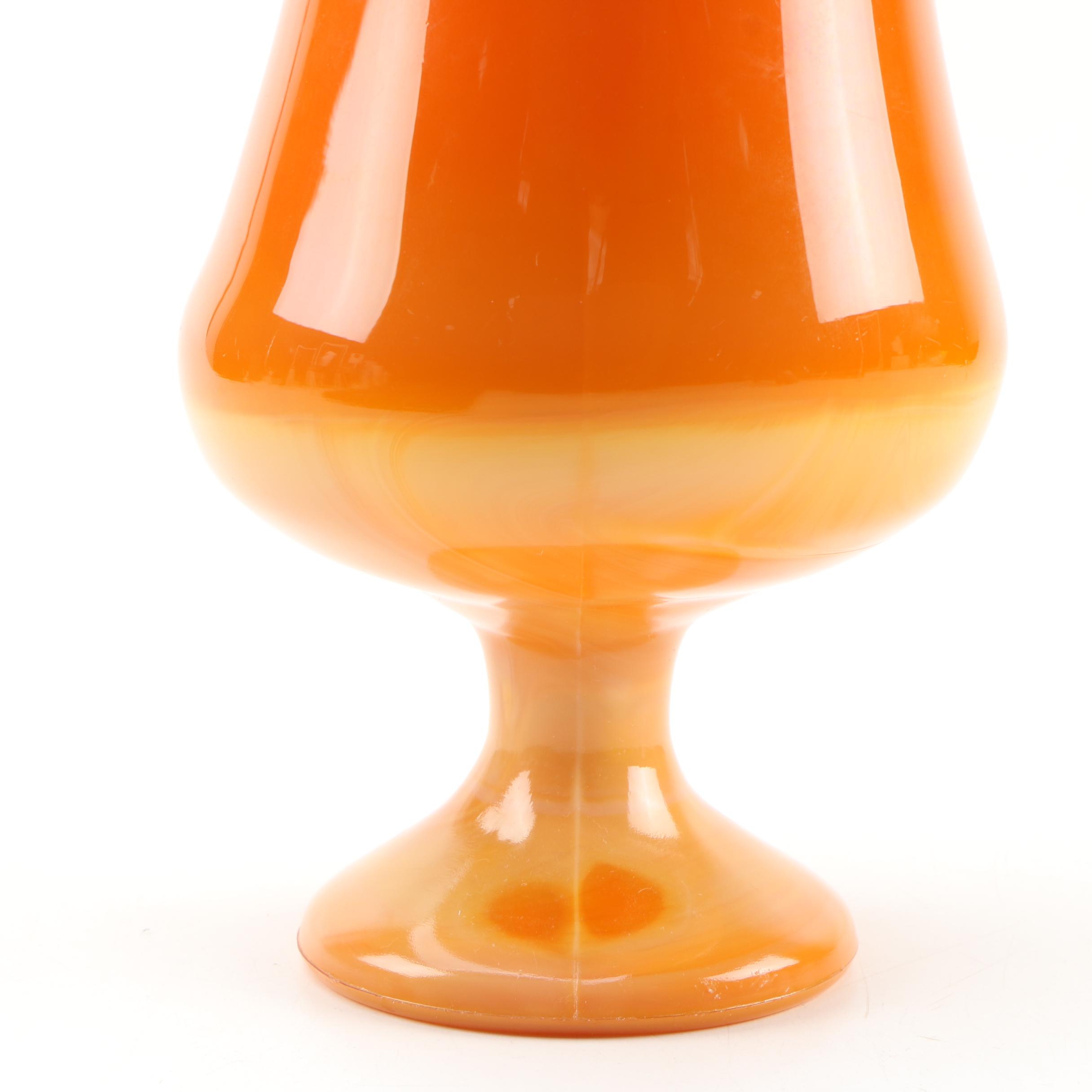Mid Century Modern Style Orange Slag Glass Vase