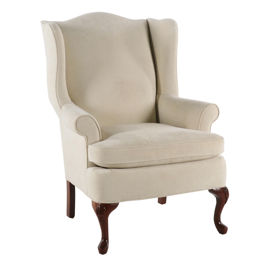 Contemporary Queen Anne Style Upholstered Wingback Chair