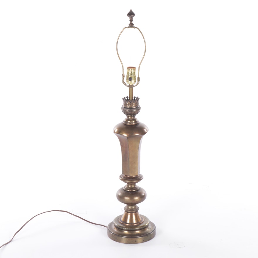 Bronze Tone Oil Lamp Style Metal Table Lamp
