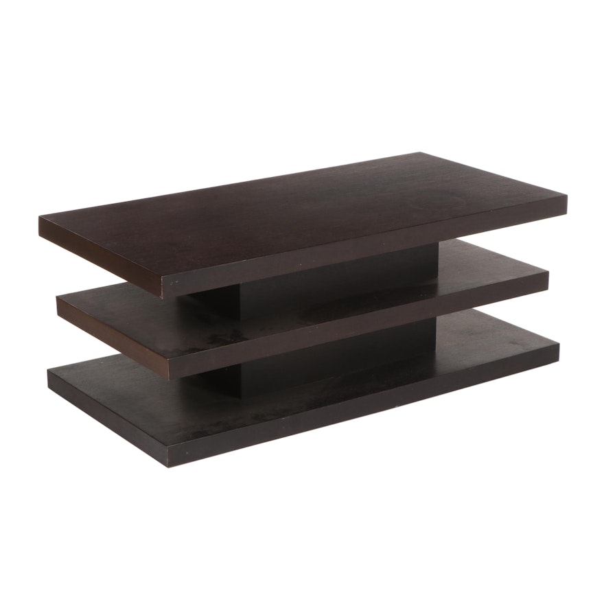 Contemporary Modern Three Tier Wooden Coffee Table