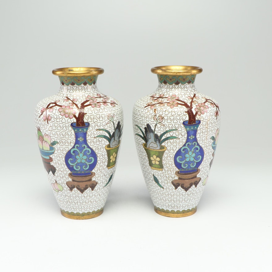 Pair of Chinese Cloisonné Vases