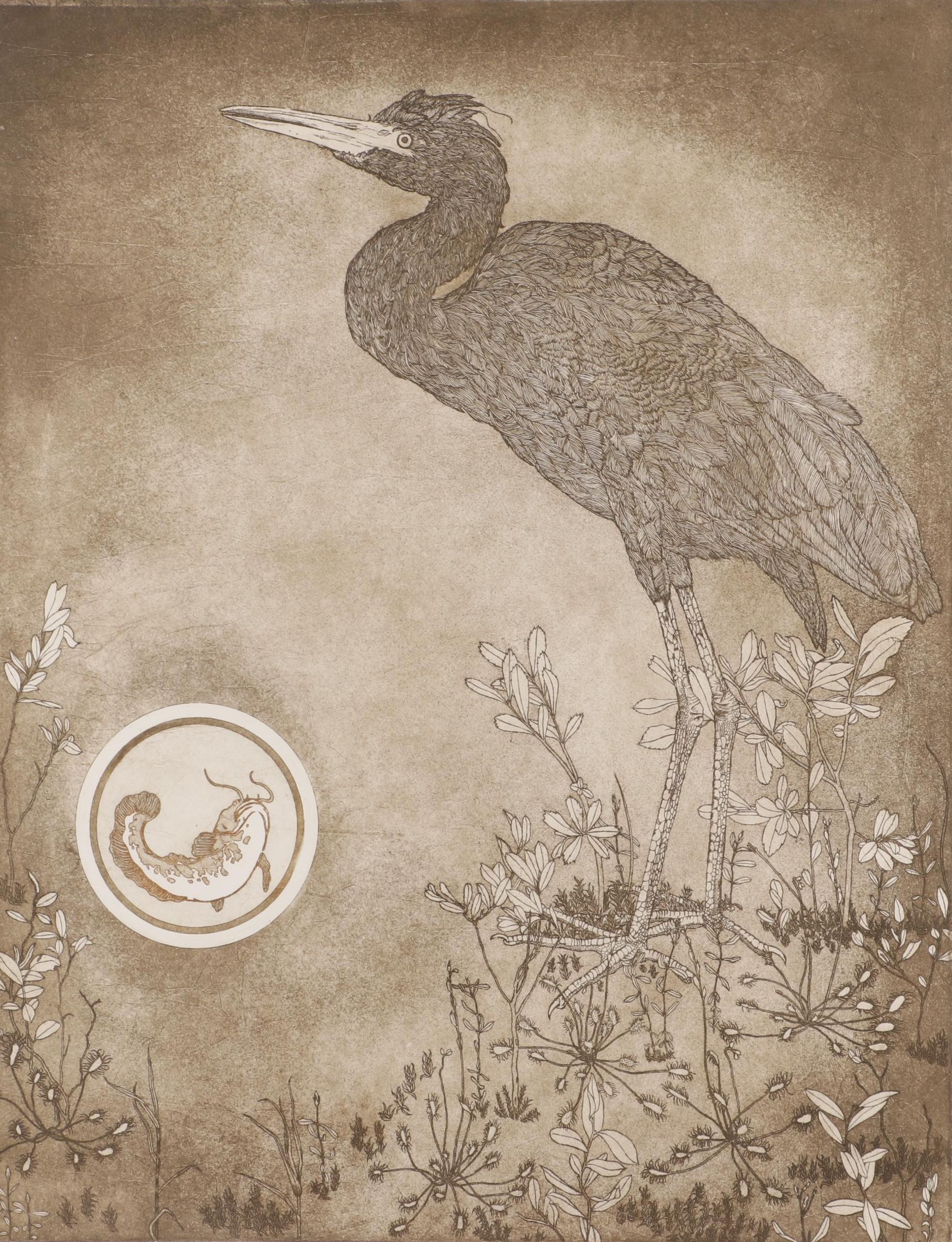 Bethia Brehmer Engraving "Heron", 1977