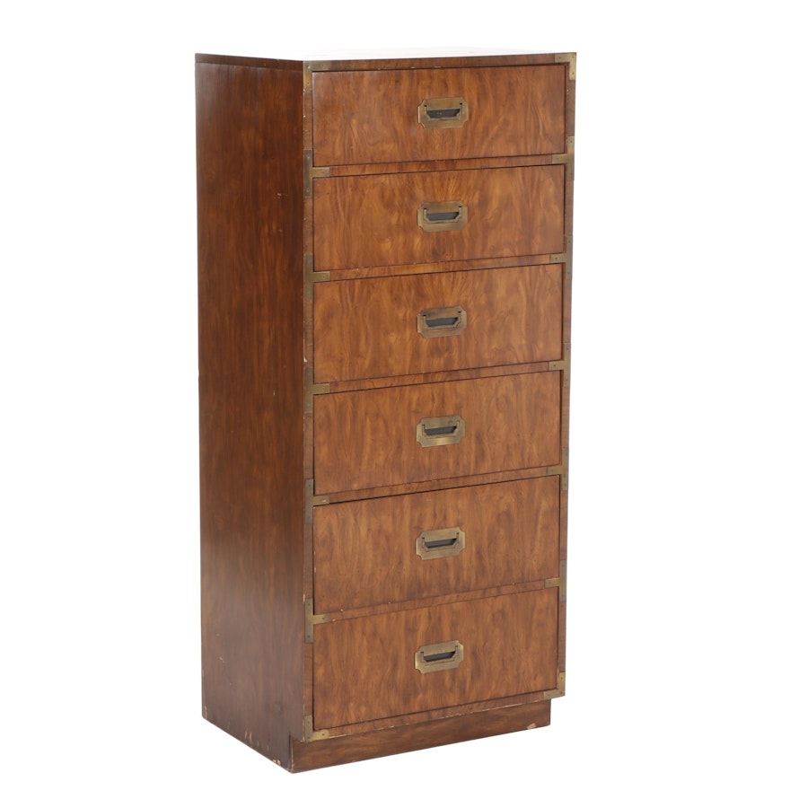 Campaign Style Fruitwood Lingerie Chest by Dixie, Mid to Late 20th Century