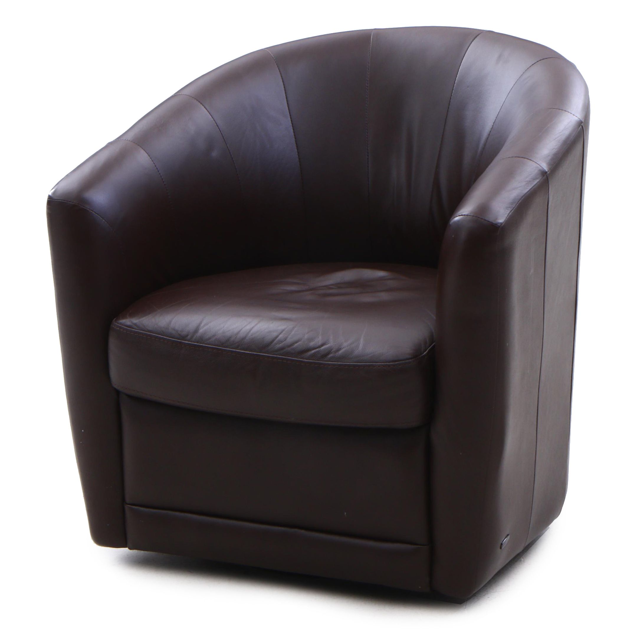 Natuzzi "Mazaro" Leather Swivelling Barrel Chair, Contemporary