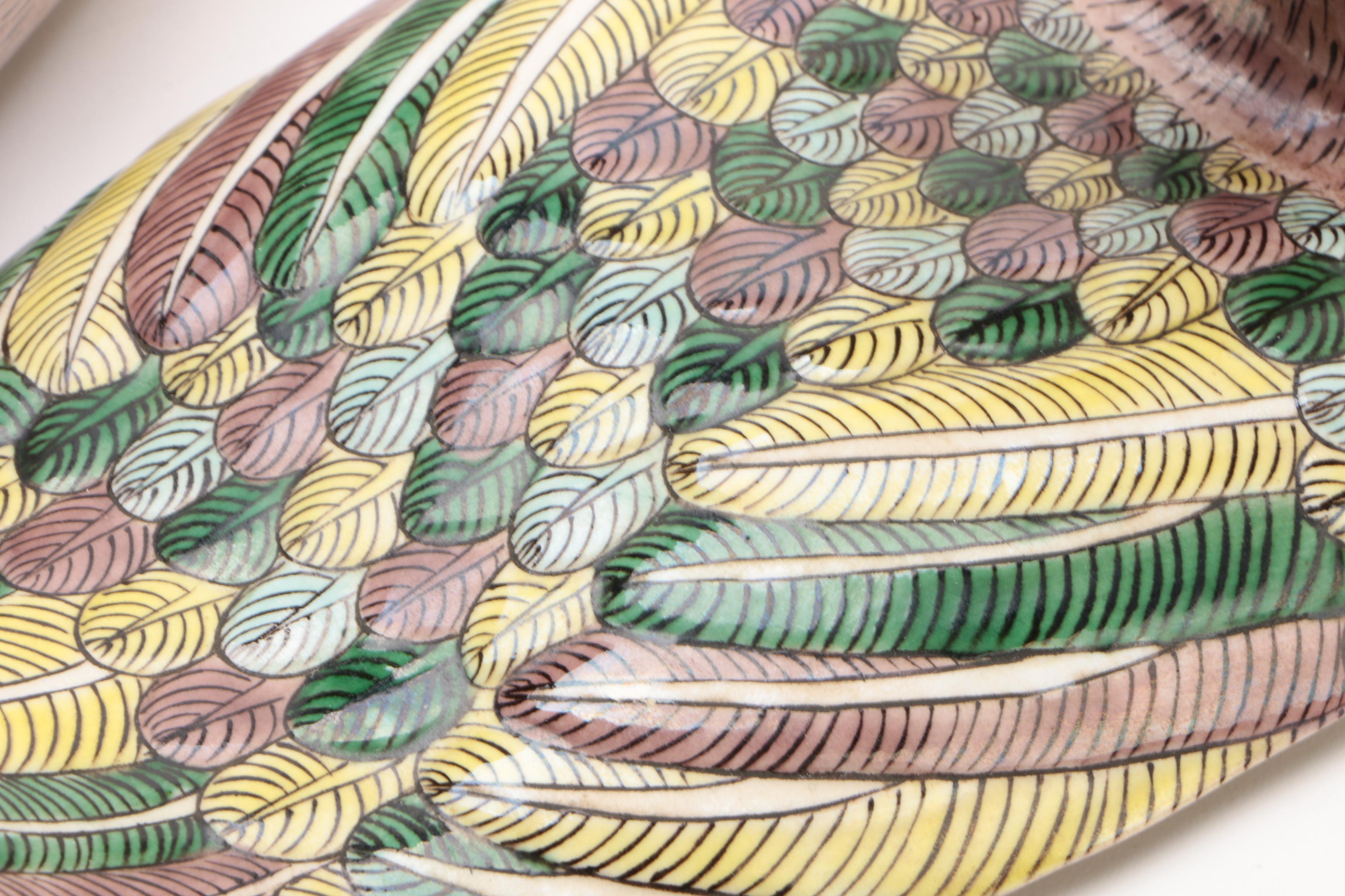 Chinese Ceramic Goose Covered Dish