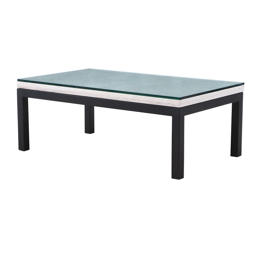 Marble and Glass Top coffee Table, Contemporary