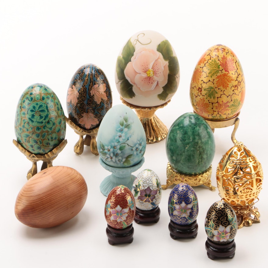 Decorative Egg Collection with Stands
