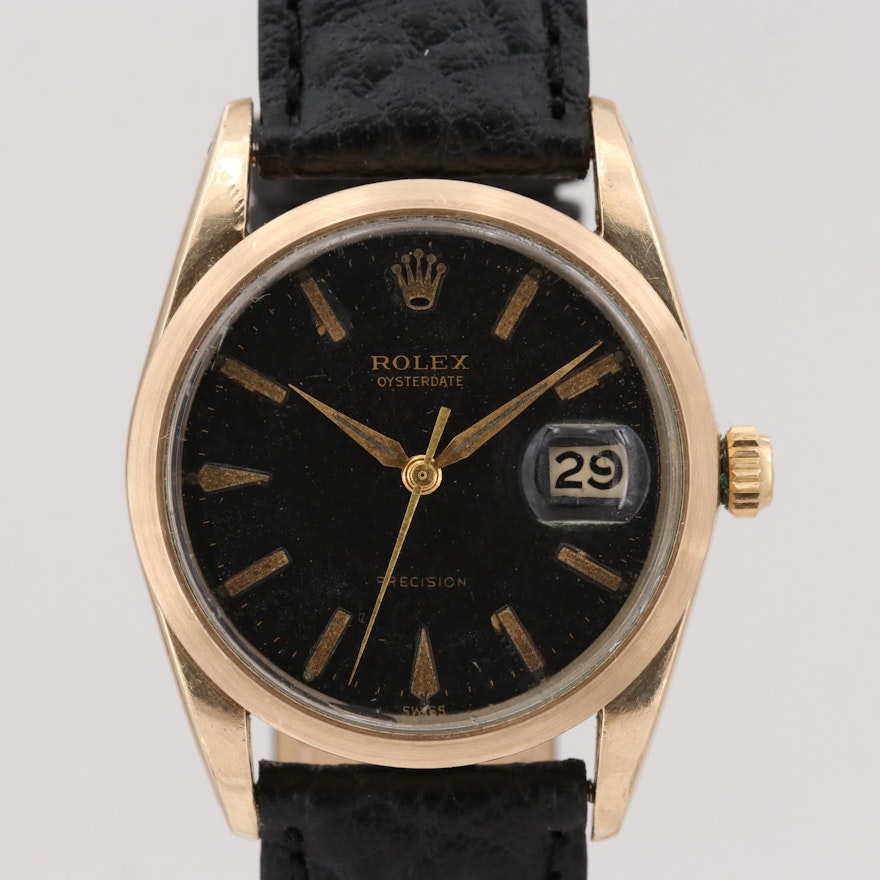 Vintage Rolex Oysterdate  Gold Shell Stem Wind Wristwatch, 1960