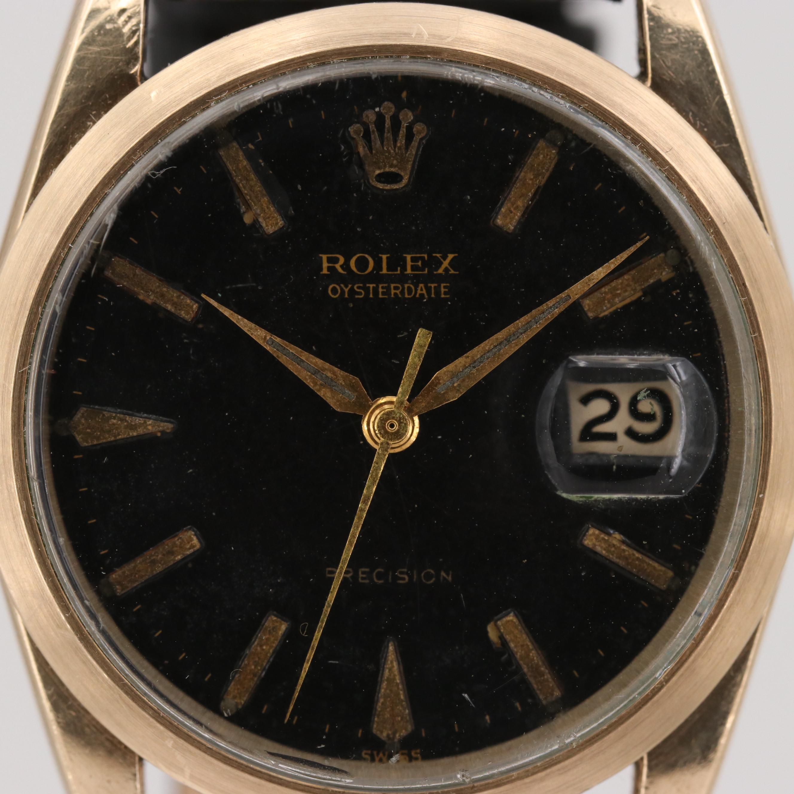 Vintage Rolex Oysterdate  Gold Shell Stem Wind Watch, 1960