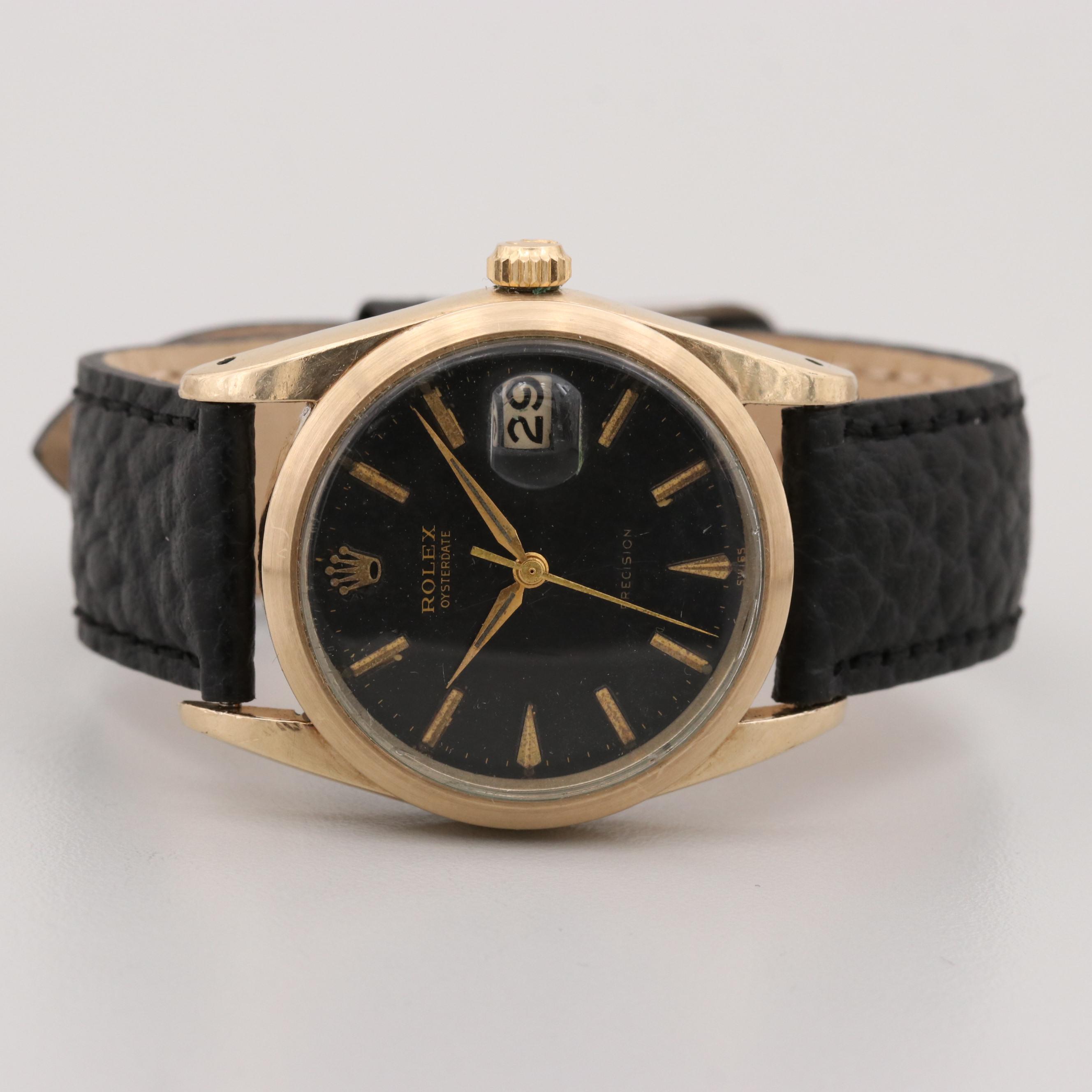 Vintage Rolex Oysterdate  Gold Shell Stem Wind Watch, 1960