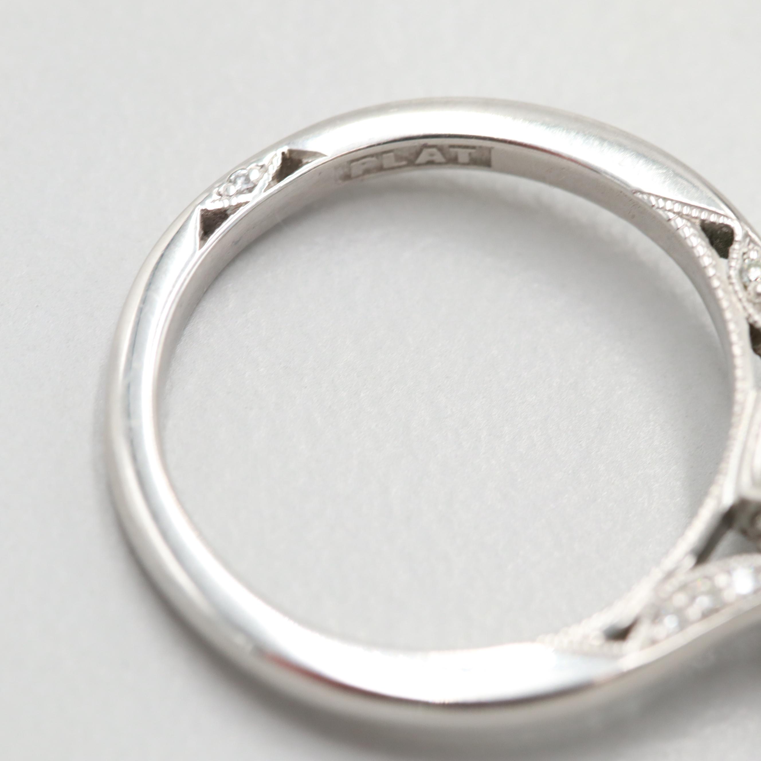 Tacori "Dantela" Collection Platinum Semi-Mount Cubic Zirconia and Diamond Ring