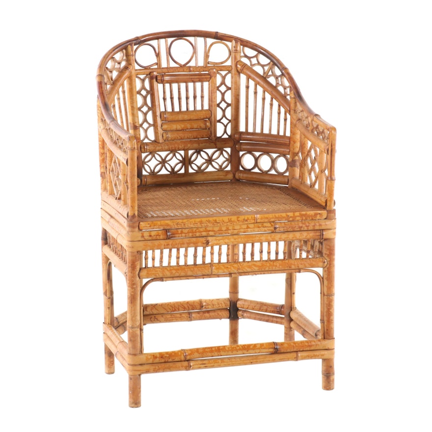 Chinese Bamboo Roundback Armchair, Mid 20th Century