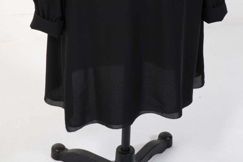 Tory Burch Black Silk Ruffled Long Sleeve Dress