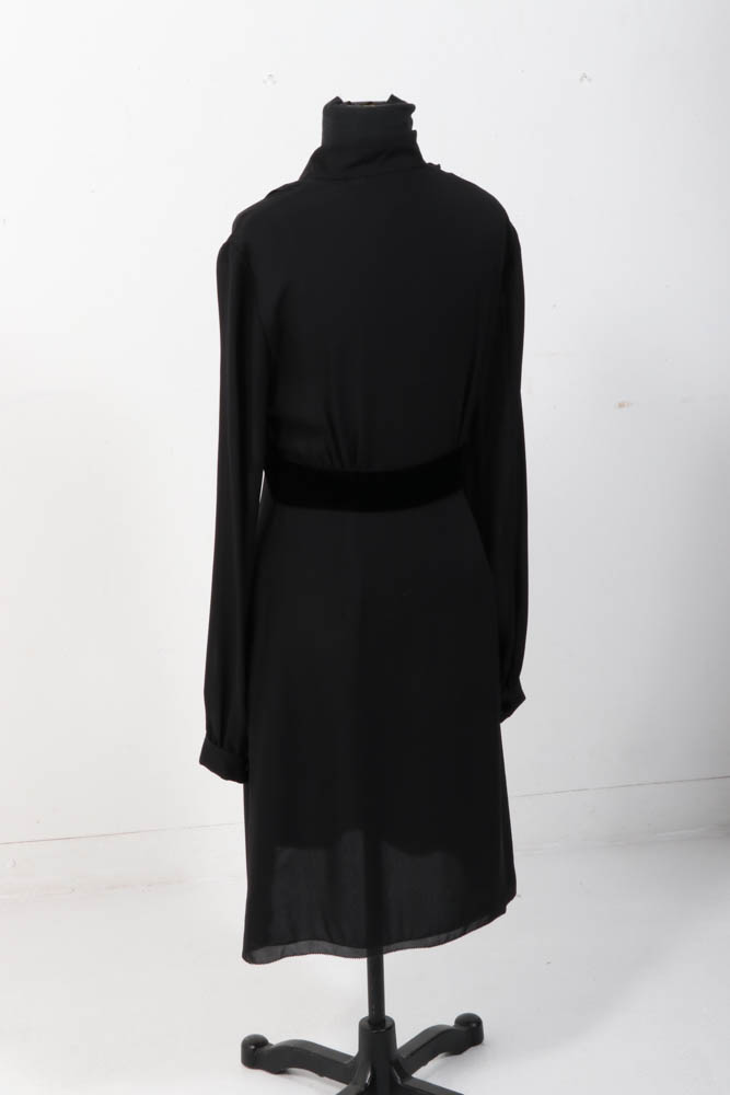 Tory Burch Black Silk Ruffled Long Sleeve Dress
