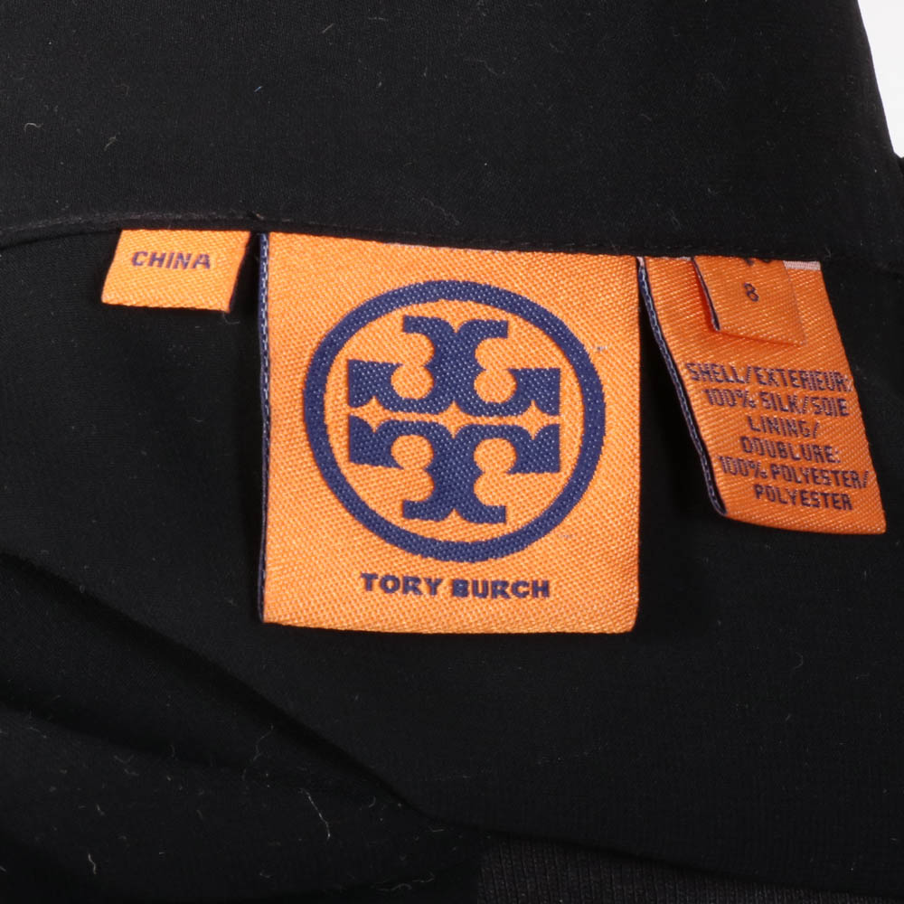 Tory Burch Black Silk Ruffled Long Sleeve Dress