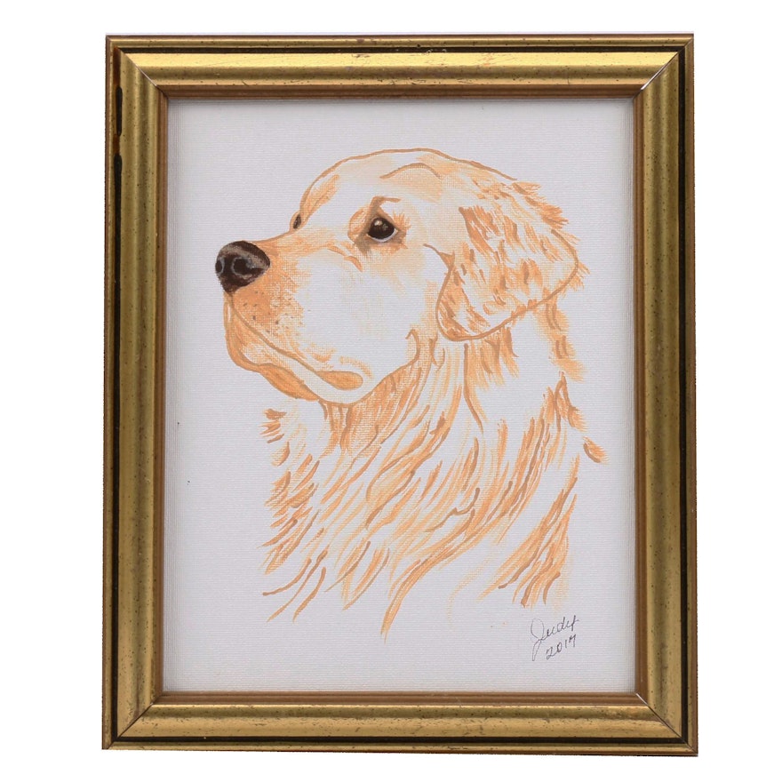 Acrylic Painting of Golden Retriever