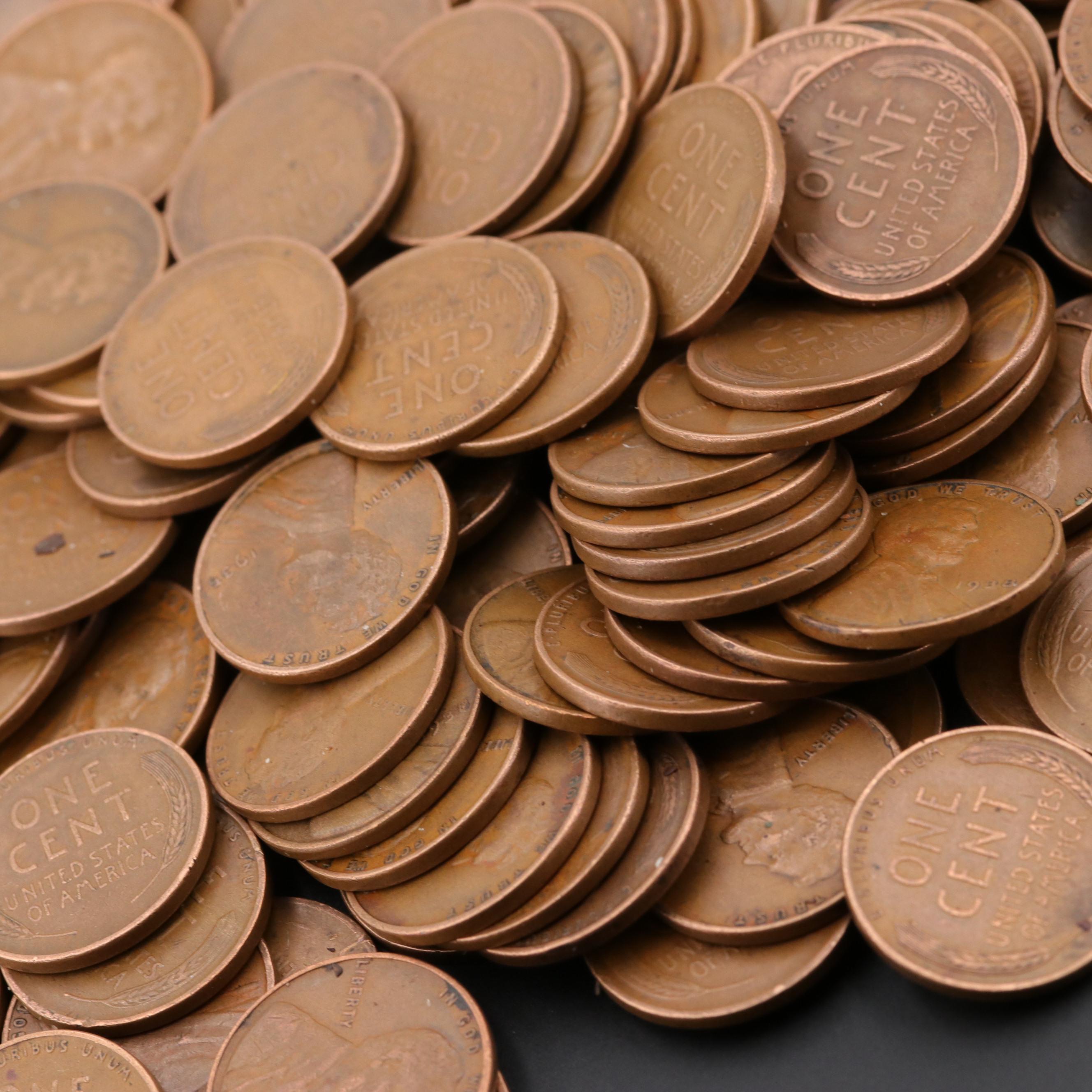 Lot of 250 Lincoln Wheat Cents From The 1930's
