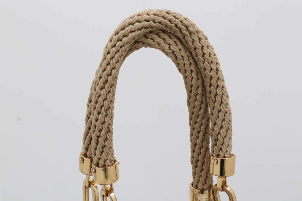 Tory Burch Blush Channing Straw Tote with Gold Metalic Leather Trim