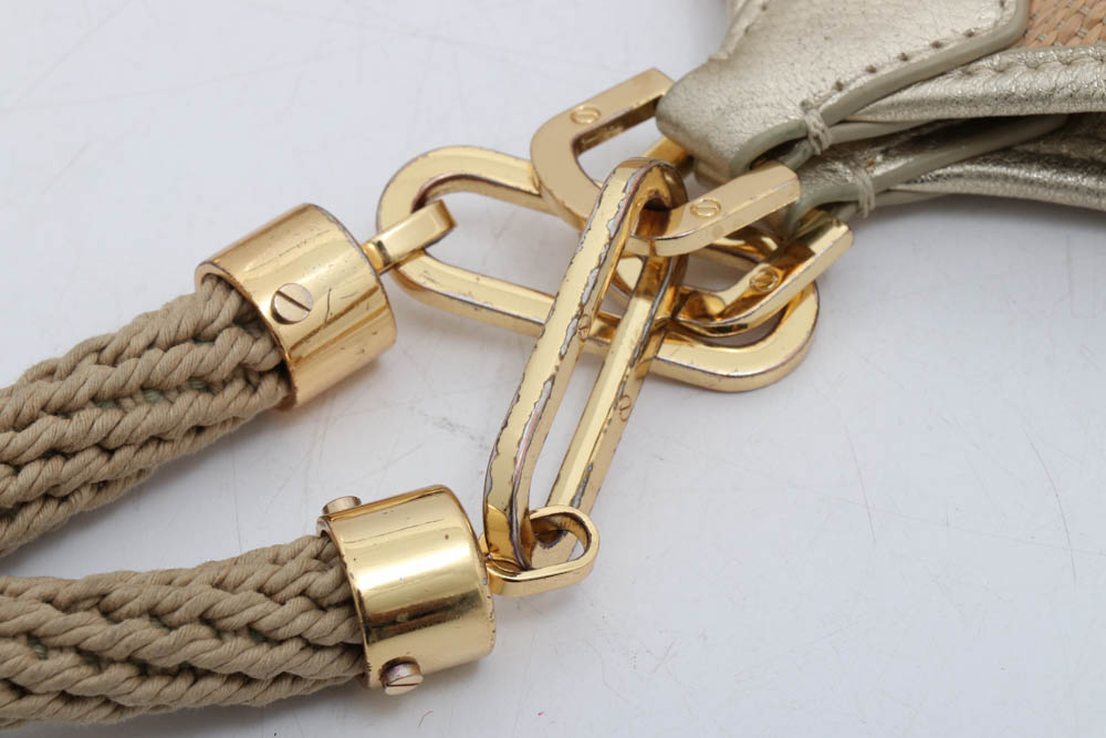 Tory Burch Blush Channing Straw Tote with Gold Metalic Leather Trim