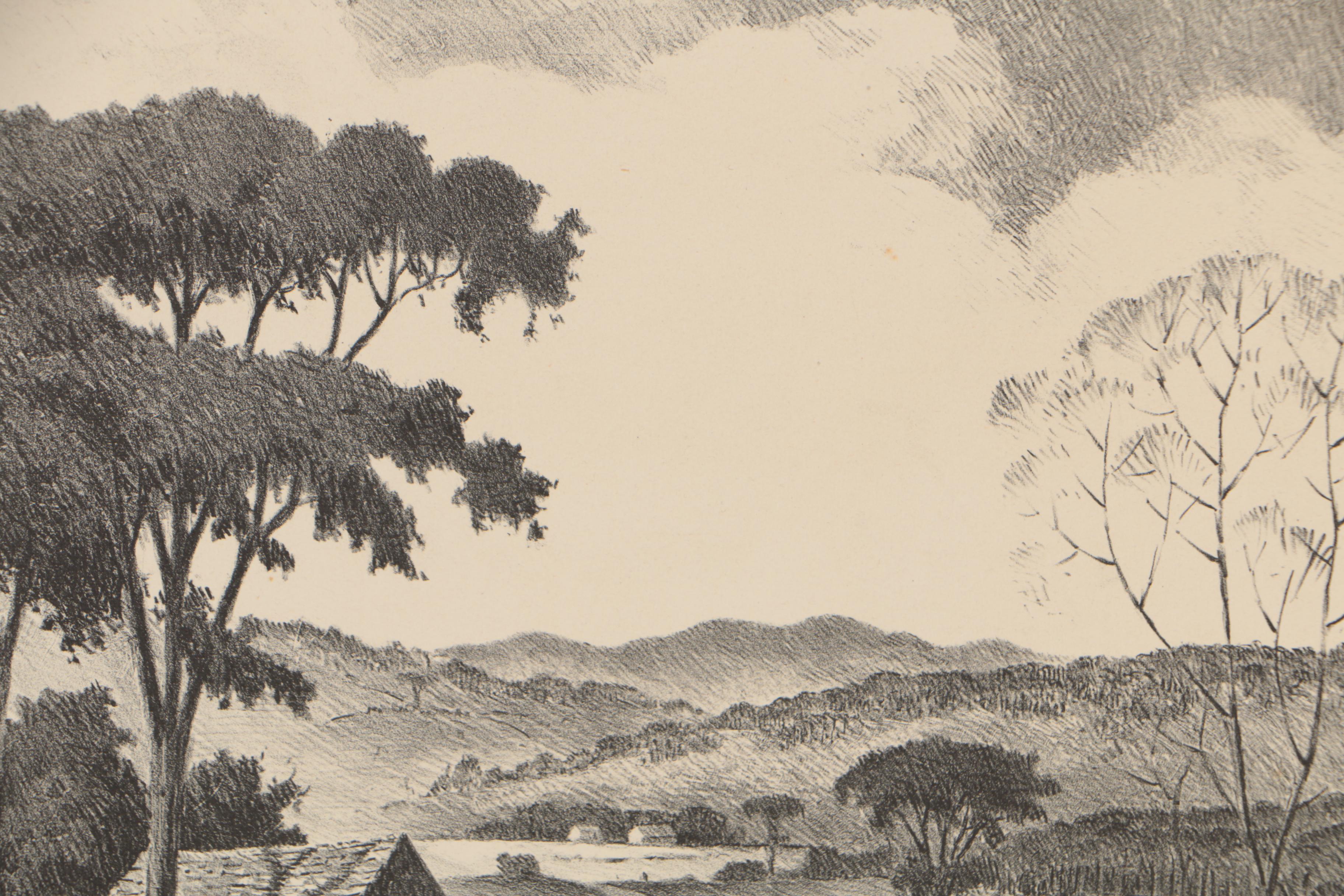 Edward Sanborn Lithograph of Rural Landscape