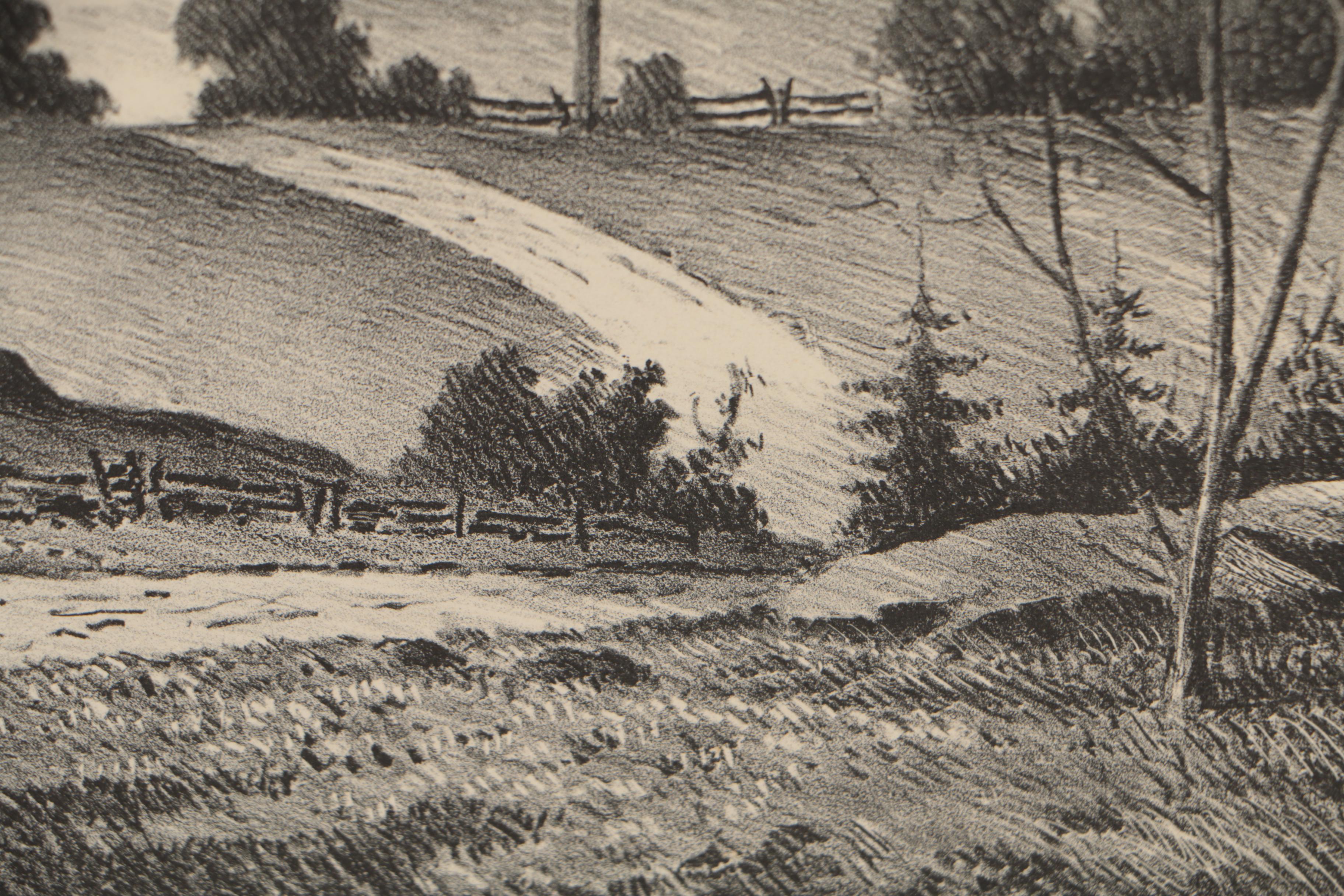 Edward Sanborn Lithograph of Rural Landscape