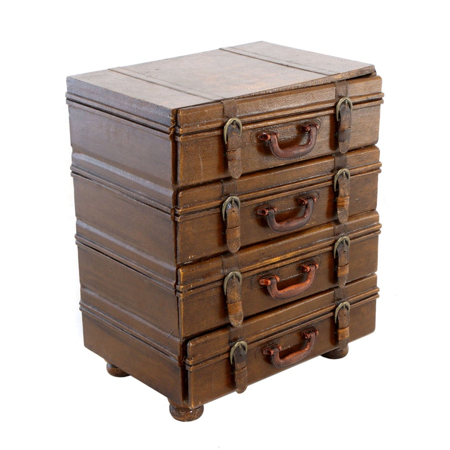 Contemporary "Stacked Luggage" Bedside Chest of Drawers