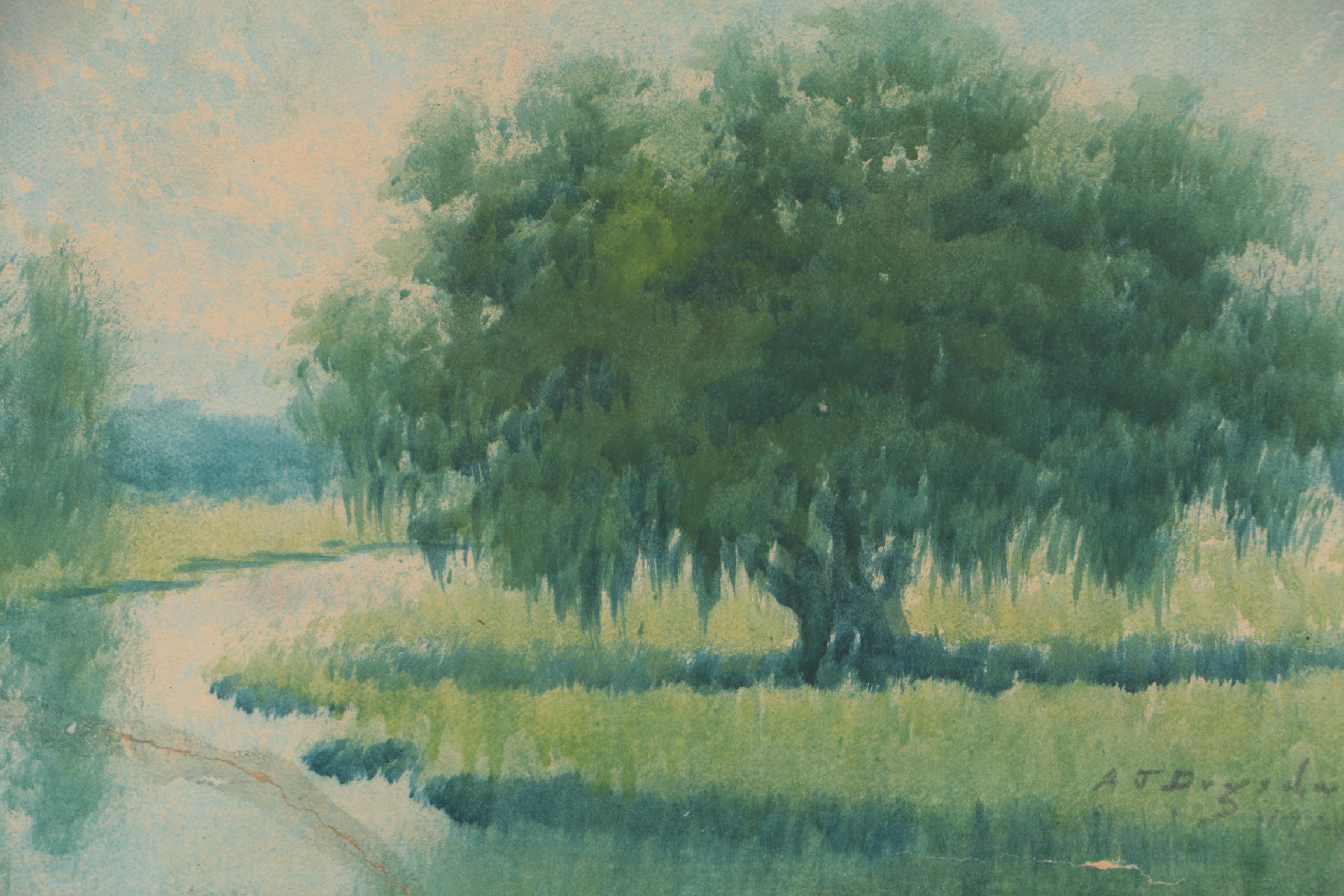 Alexander John Drysdale Watercolor Painting of Louisiana Bayou