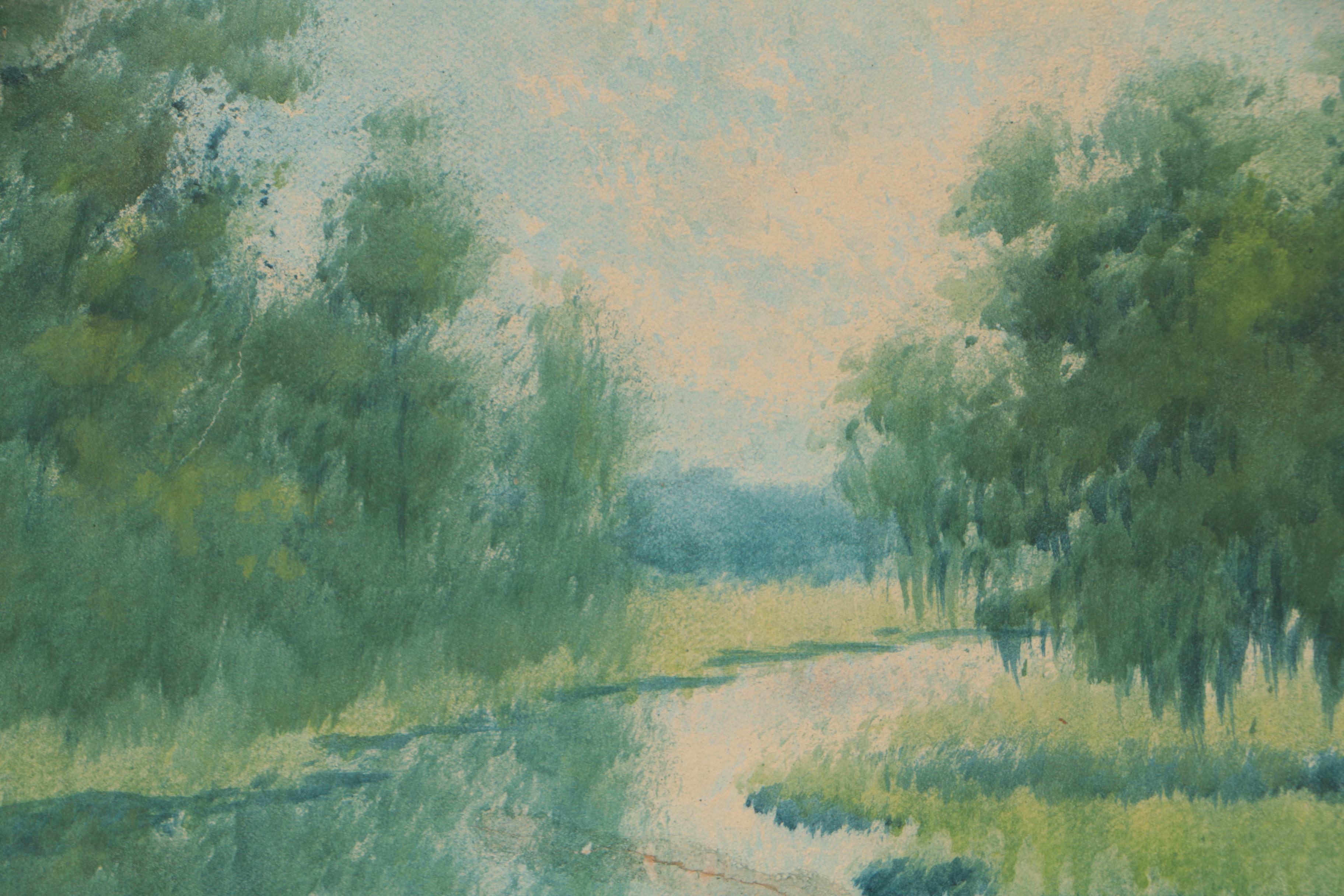 Alexander John Drysdale Watercolor Painting of Louisiana Bayou