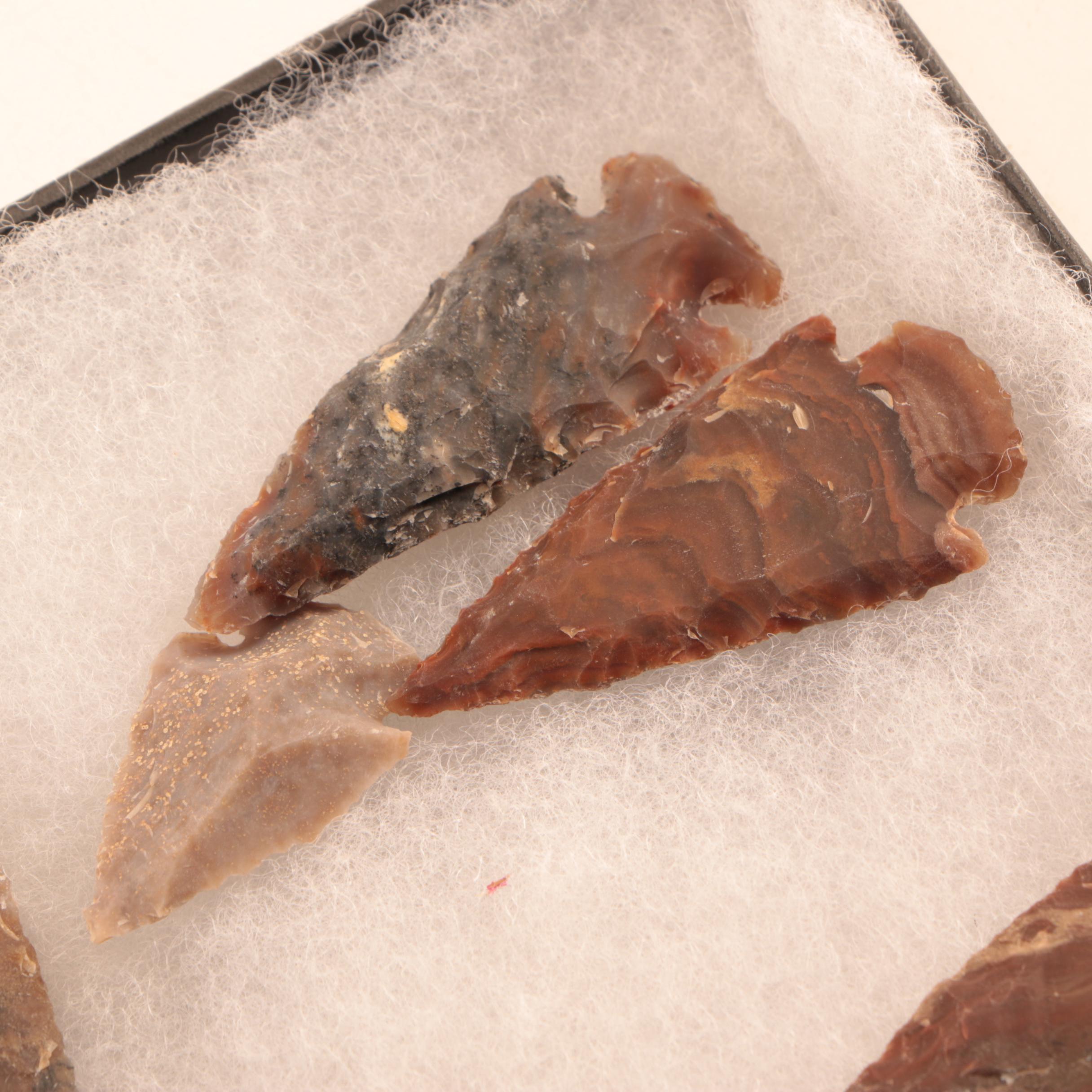 Twenty Six Contemporary Style Arrowheads With Glass Display Box