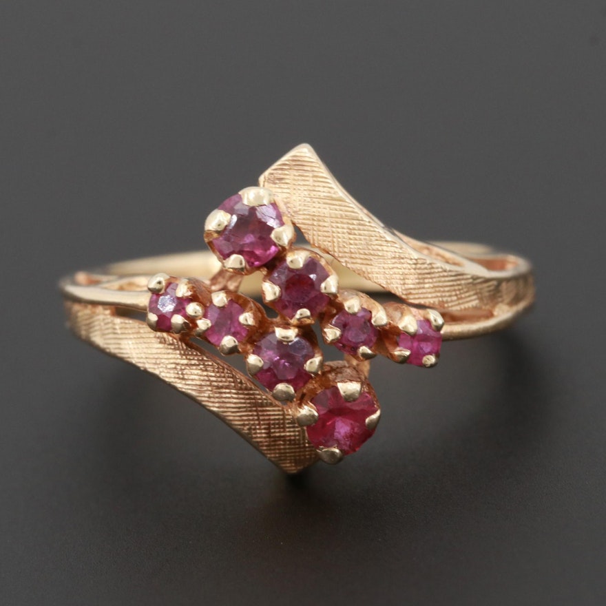 14K Yellow Gold Untreated Ruby Bypass Ring