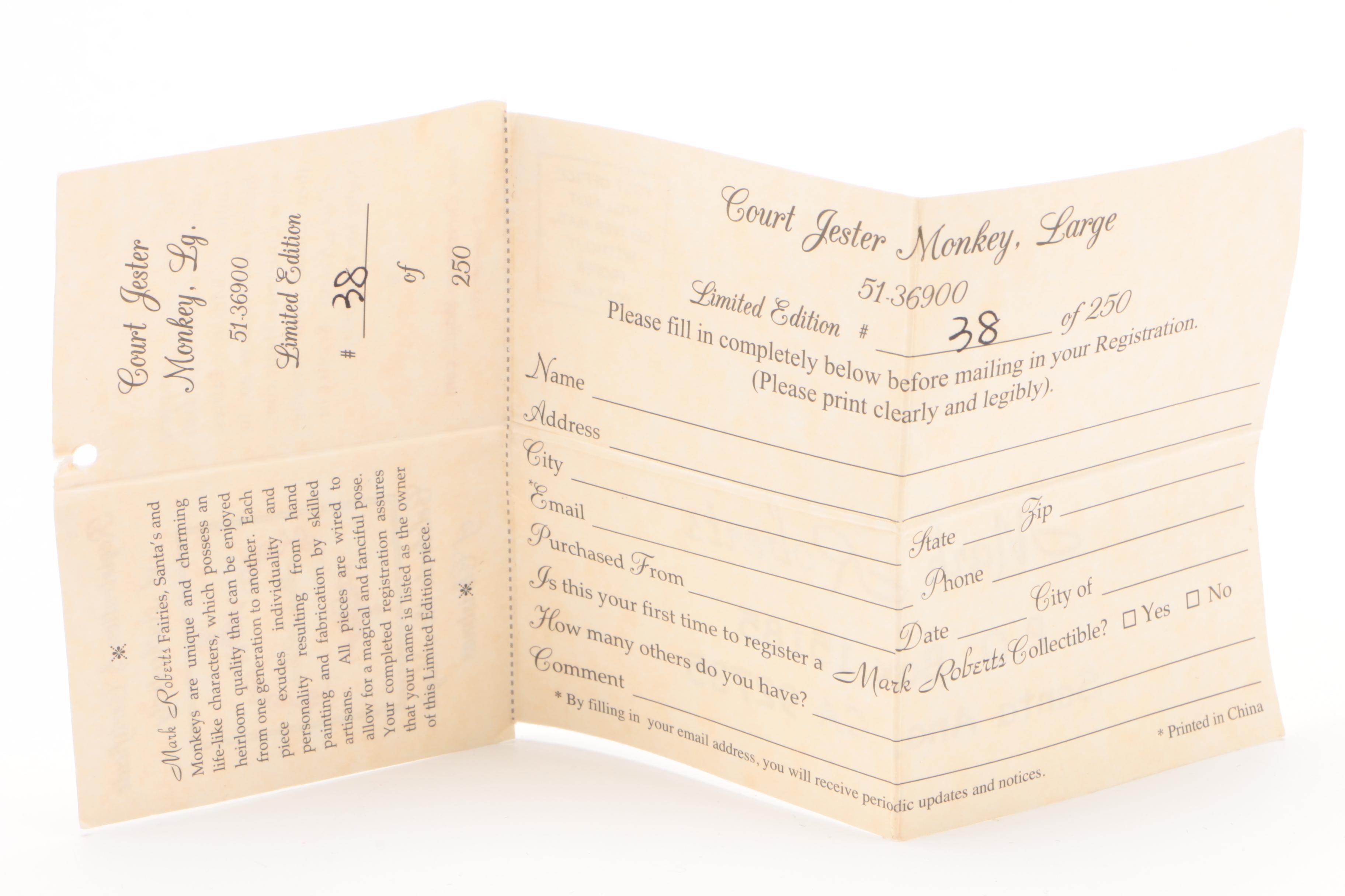 Mark Roberts Limited Edition Court Jester Monkey