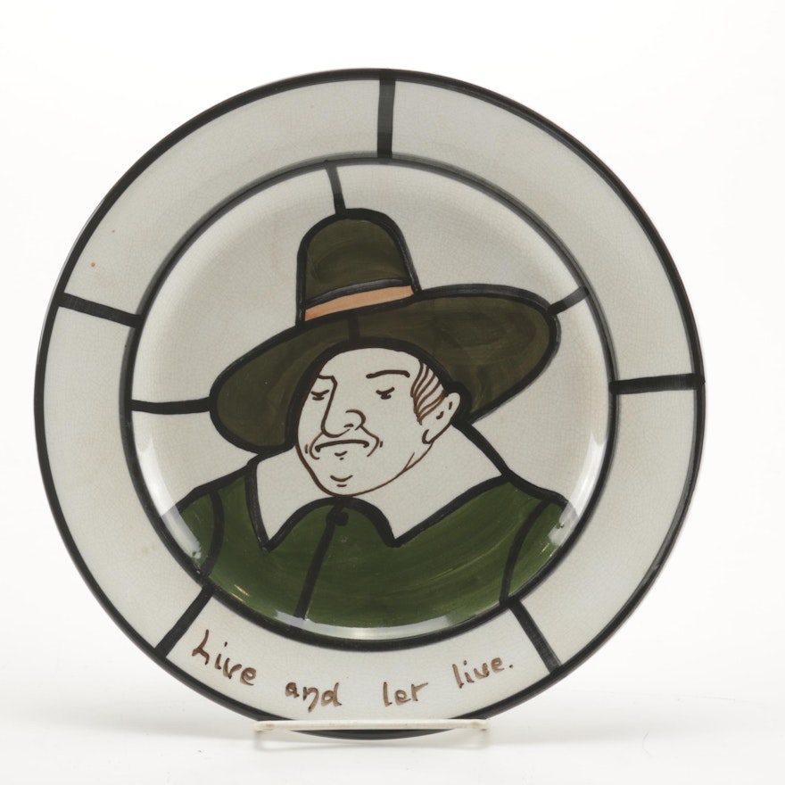 Bristol Pottery "Leaded Lights" Dinner Plate "Live and Let Live"