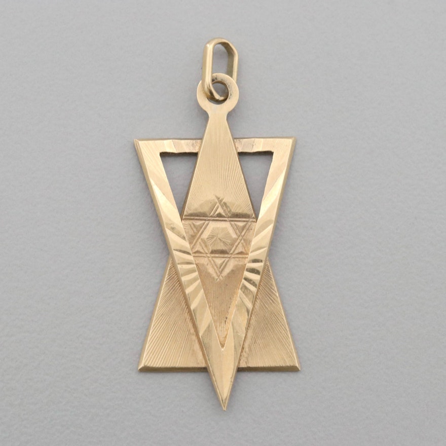 18K Yellow Gold Star of David Pendant