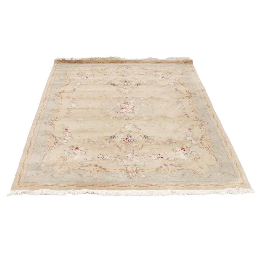 Hand-Knotted European Style Chinese Floral Wool Area Rug