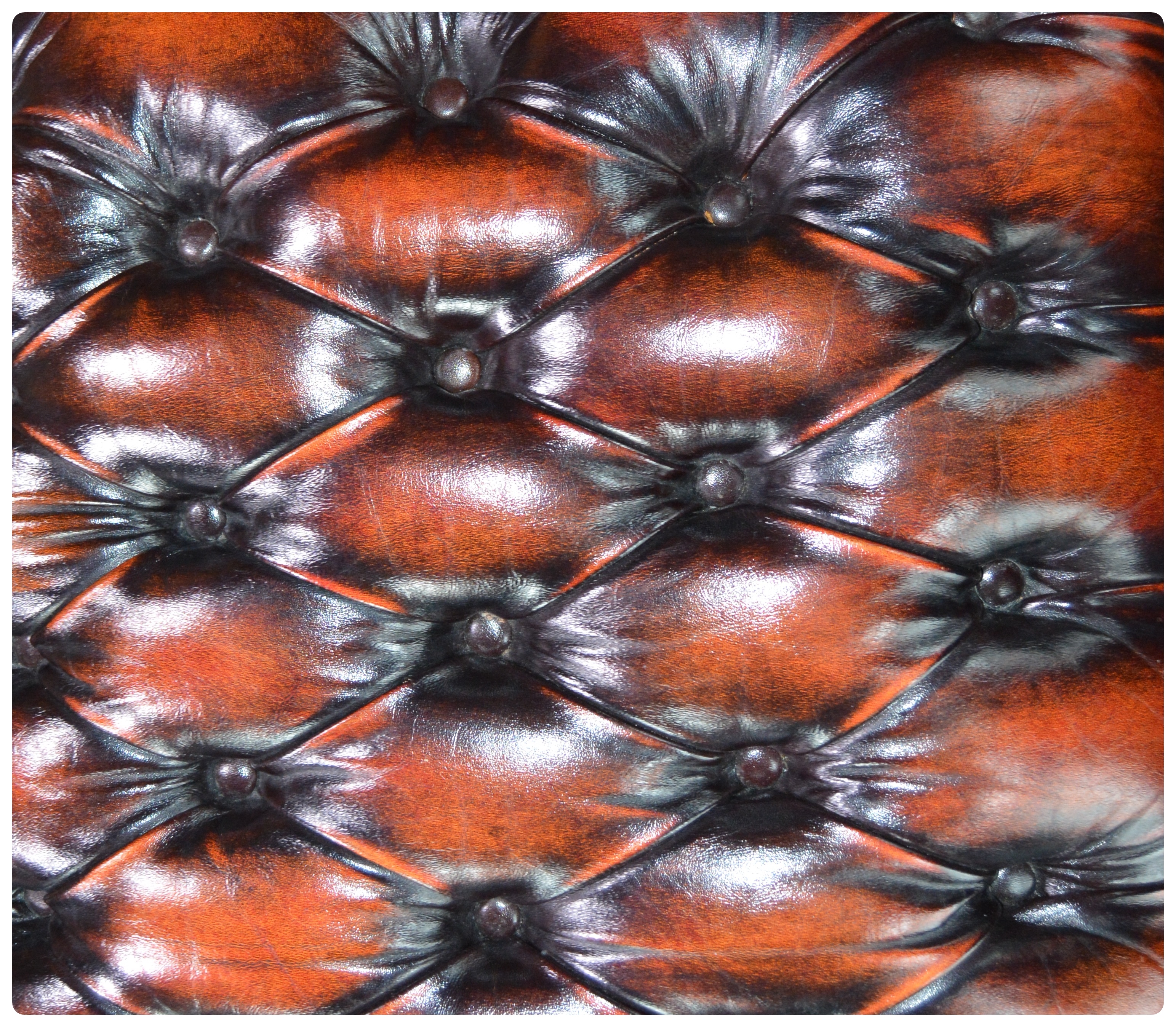 Tufted Wingback Mottled Leather Library Chair and Ottoman, Contemporary