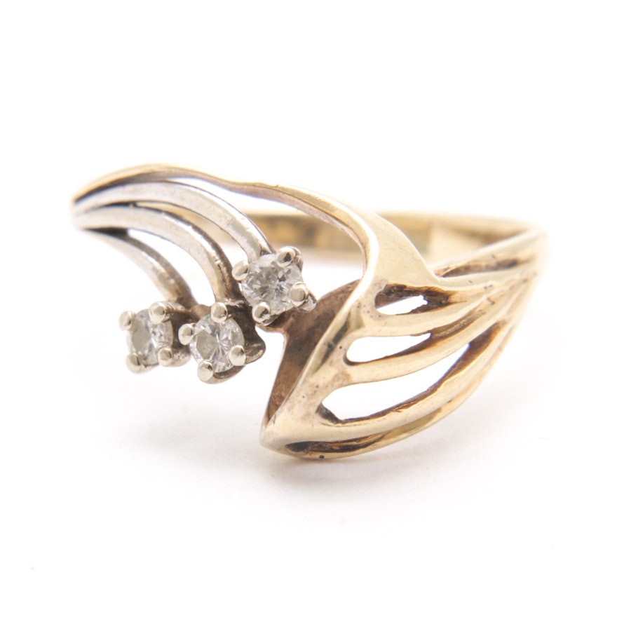 14K Yellow and White Gold Diamond Ring