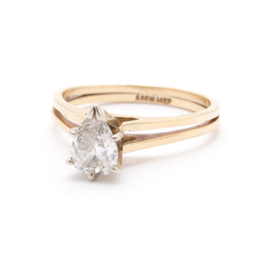 14K Yellow Gold Diamond Solitaire Ring